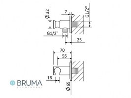 MEDIDAS CODO DE DUCHA CON SOPORTE BRUMA